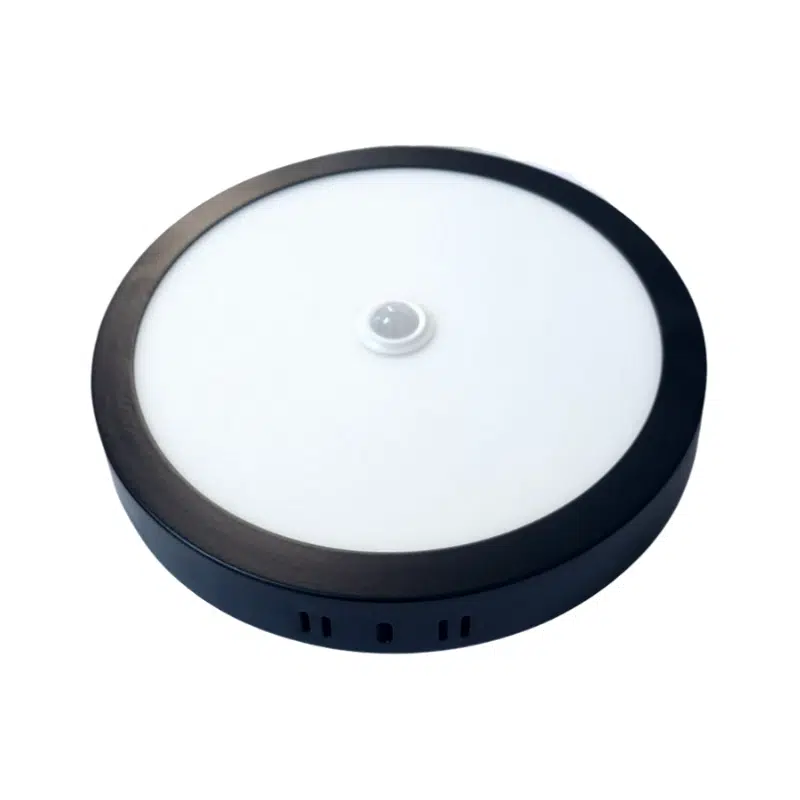 Plafón Sobrepuesto Redondo Negro 18W Luz Neutra Con Sensor - Imagen 2