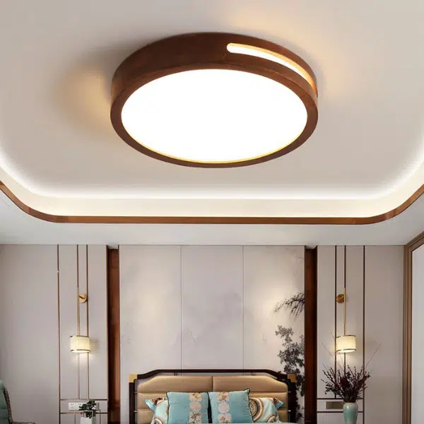 Plafón Sobrepuesto Redondo Madera Oscura 400Mm 36W - Imagen 3