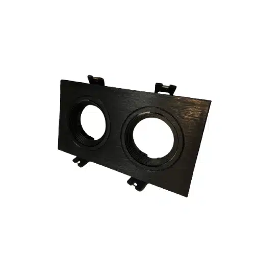 Base Embutida Rectangular Doble Para Gu10 Negra
