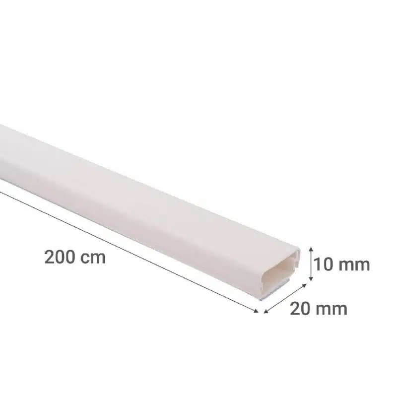 Canaleta 20x10mm x 200cm con adhesivo para proyectos eléctricos