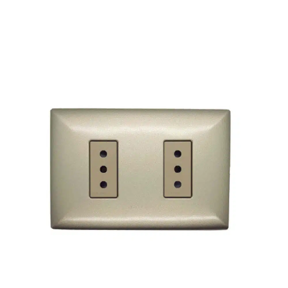 S17 Enchufe Doble 10A P/Champagne-M/Beige