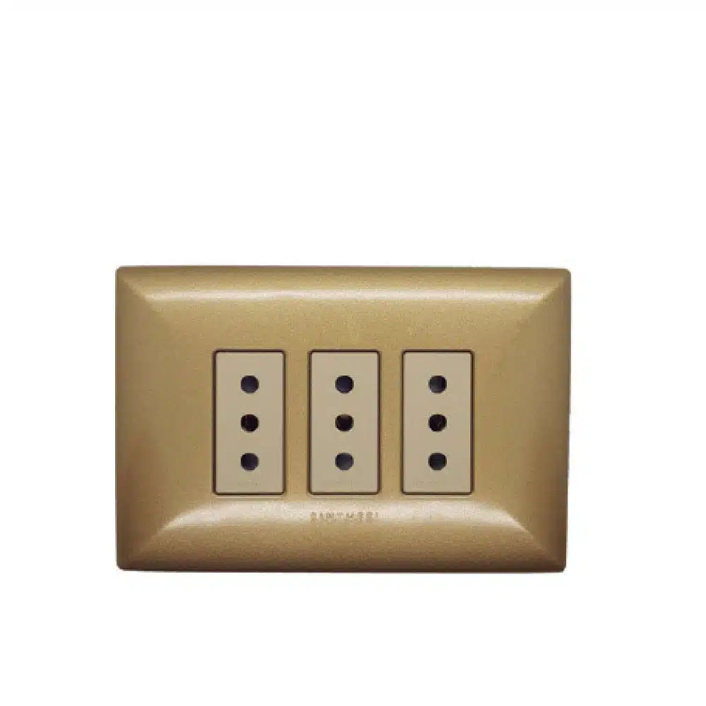S17 Enchufe Triple 10A P/Bronce-M/Beige