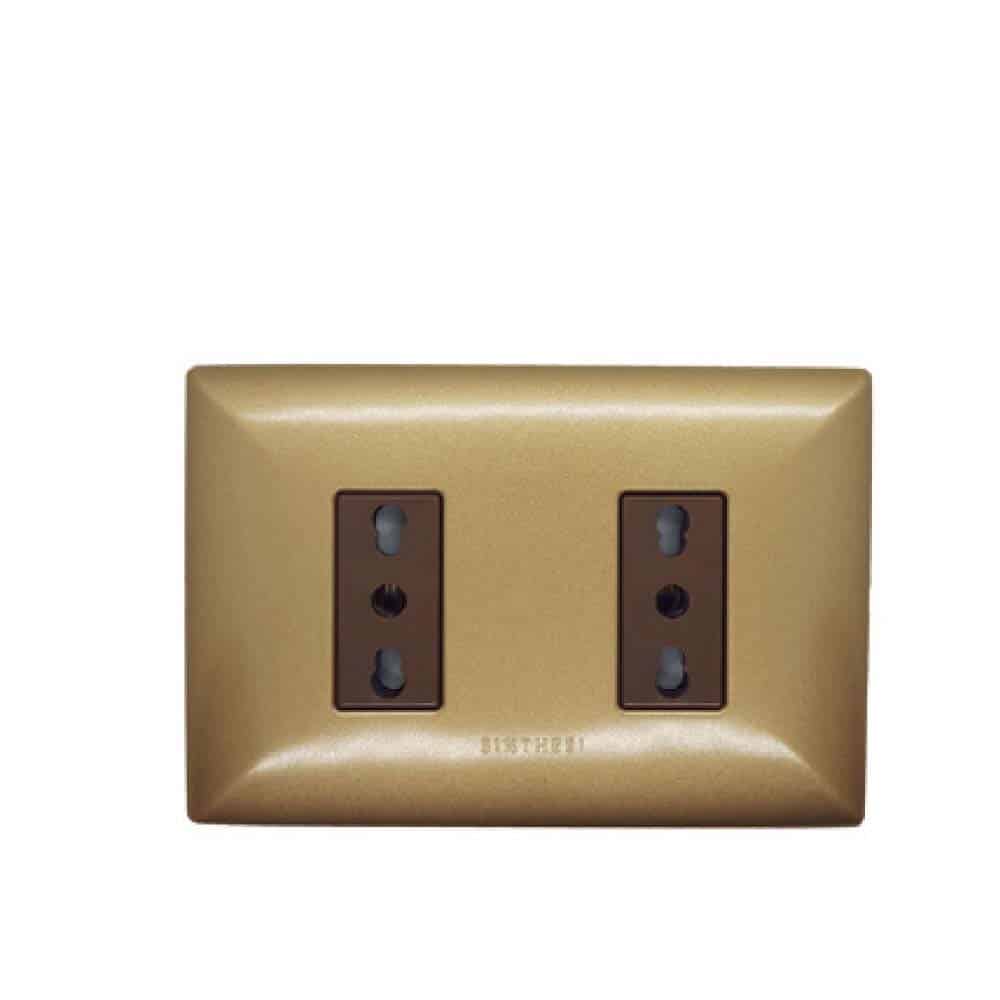 S17 Enchufe Doble Bipaso 10/16A P/Bronce-M/Beige