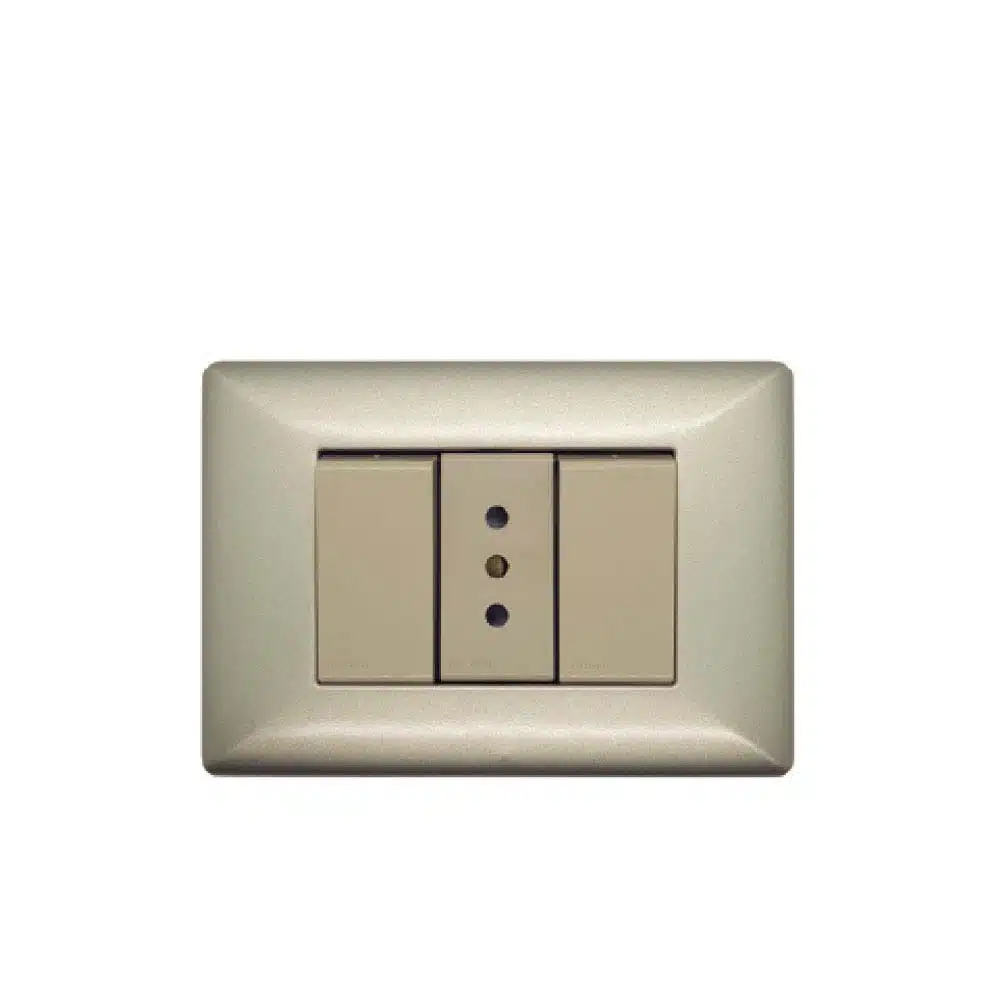 S22 Enchufe 10A + Interruptor 9/15 P/Champagne-M/Beige