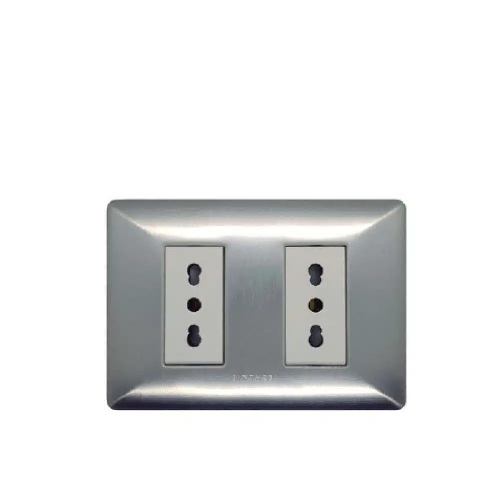 S22 Enchufe Doble Bipaso 10/16A P/Alumini-M/Blanco