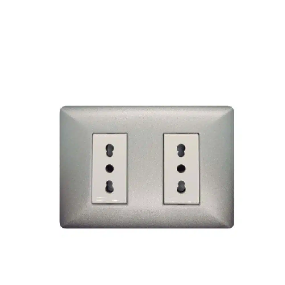 S22 Enchufe Doble Bipaso 10/16A P/Plata-M/Blanco
