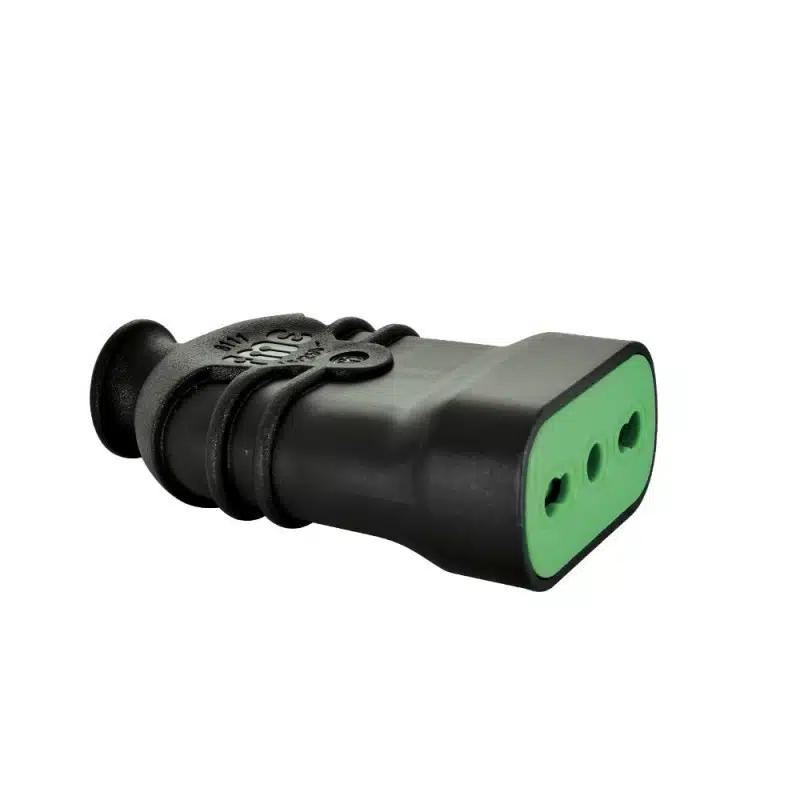 ENCHUFE VOLANTE HEMBRA 16A 250V 2P+T NEGRO